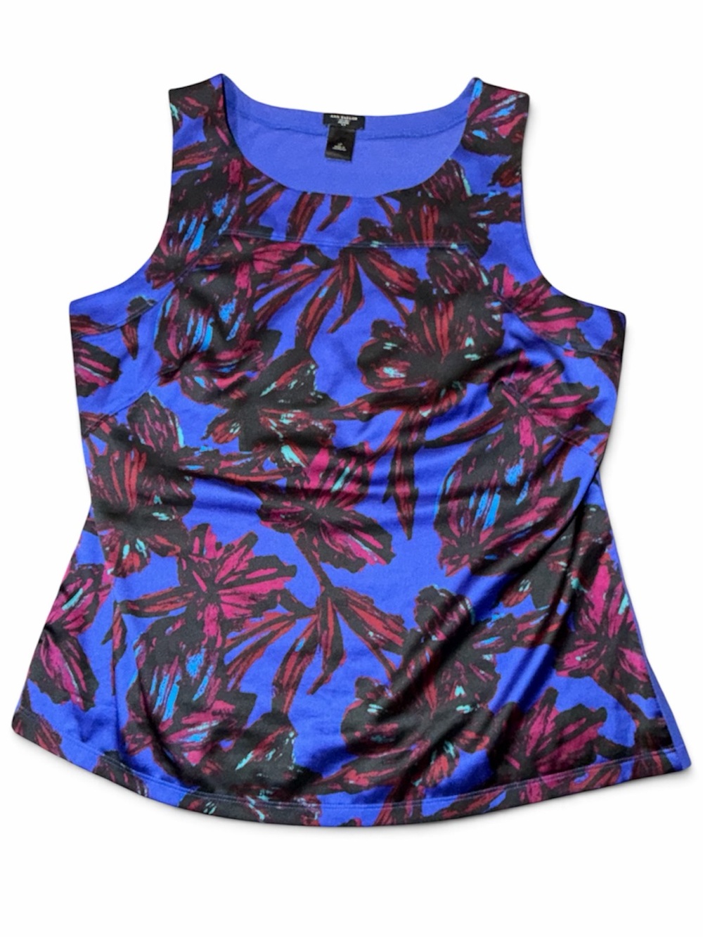 Ann Taylor LP Blue Floral Print Colorblock Sleeveless Tank